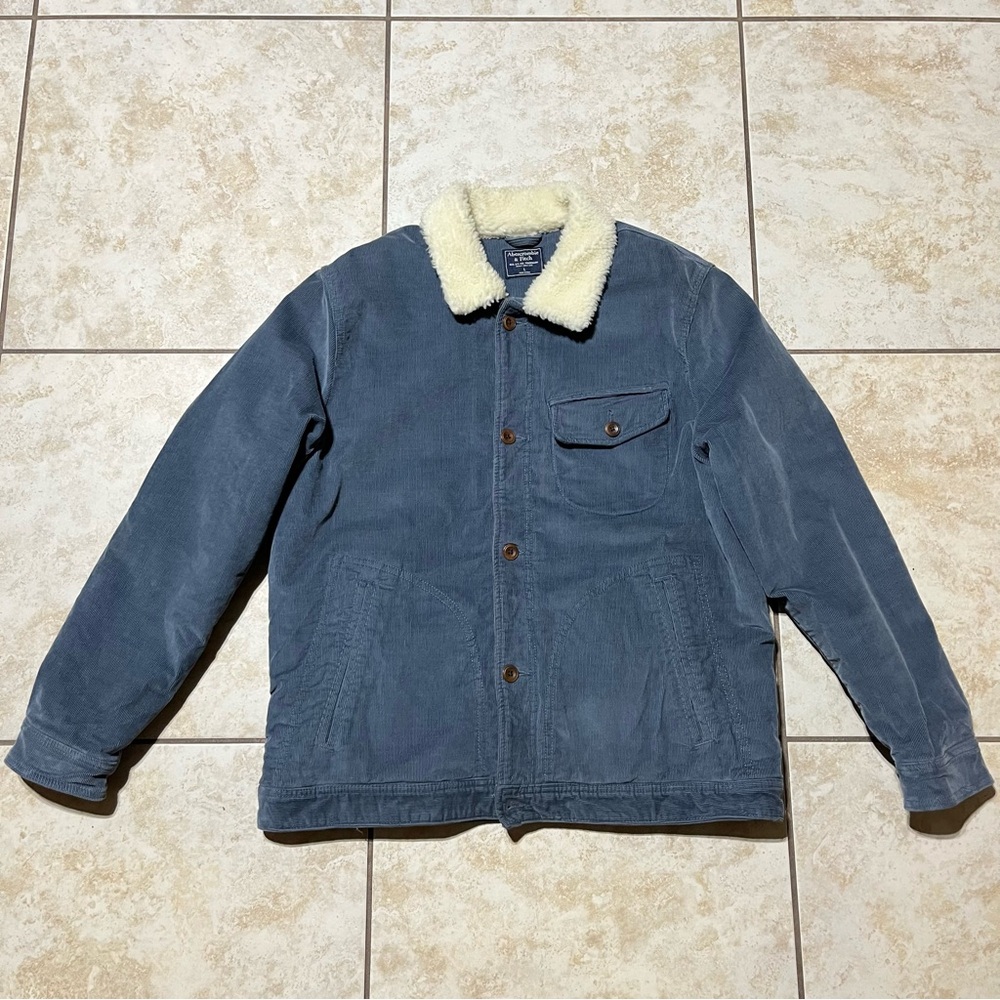 Abercrombie & Fitch Blue Corduroy Jacket Sherpa Western Mens Size Large